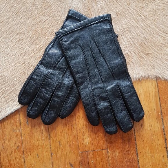 1980s Vintage Black Leather Driving Gloves, 80s Leather Driving Gloves - Picture 5 of 5